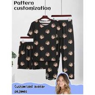 Printstory Customized Men's Short Sleeve 3 PiecesPajama Set, Can Print Any Pattern, Personalized Paj