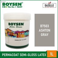 ●✘Boysen Permacoat Semi-Gloss Latex Paint Ashton Gray B7503- 1 Liter