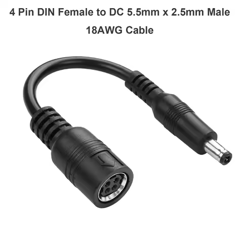 4 Pin DIN Female to DC 5.5mm x 2.5mm Male 18AWG Power Cable for CCTV Camera System Charger Adapter T