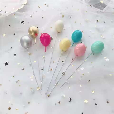 6Pcs Golden Silver Color Balloon Collection Cake Topper for Party Decoration Dessert Lovely Gifts Bi