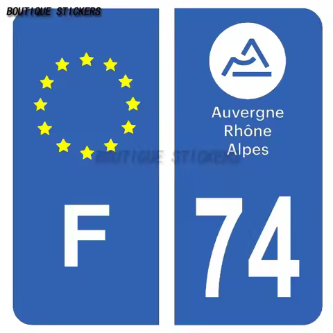 Boutique License Plate Sticker Black Blue&amp F Europe03 Allier01 Ain 74 Haute Savoie Noir&amp F EU 