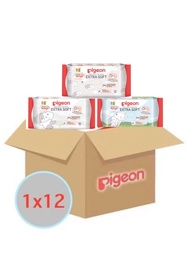 Pigeon พีเจ้น baby wipes ทิชชู่เปียกพีเจ้น เบบี้ไวฟ์ ผ้าเปียกเด็ก 12 ห่อ