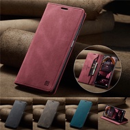 Luxury Casing! Samsung A12 A13 A22 A33 A50 A51 A52 A52s A53 A72 A73 A50s A30s Vintage Red Flip Stand Leather Wallet Case Cover