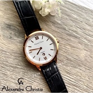 Alexandre Christie | AC 8436LDLRGSL Classic Women's Watch Black Genuine Leather Strap Official Warranty
