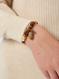 Cider Wooden Acorn Beaded Bracelet