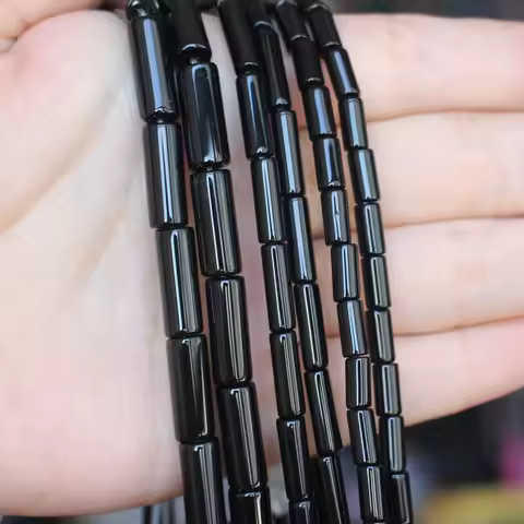 Natural Onyx/Black Agate 4X8/4X13/6X16mm Tube Beads 15" For DIY Necklace Bracelat Jewelry Making !