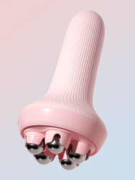 1個粉色手持式滾輪按摩器,可舒緩肌肉,專為內大腿和腹部按摩而設