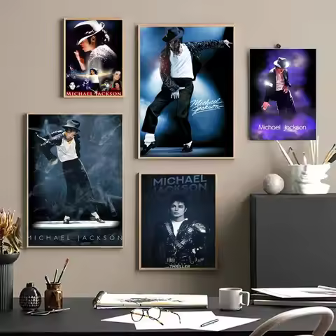 Singers Michael Jackson Whitepaper Poster Fancy Wall Sticker for Living Room Bar Decoration Decor Ar
