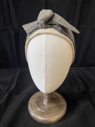 點點綠條紋/雙色打結髮帶/日本先染布