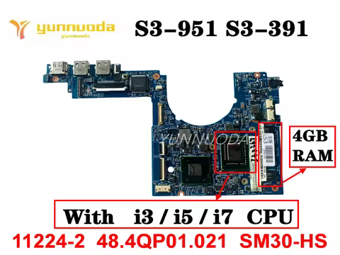 11224-2 For Acer Aspire S3-951 S3-391 MS2346 Laptop Motherboard With i3 i5 i7 CPU 4GB-RAM 48.4QP01.0
