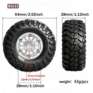 for 1/18 1/24 TRX4M SCX24 AX24 FCX18 FCX24 RC Crawler Car 1.3 inch Metal Beadlock Wheel RubbeTireOut