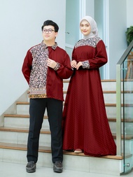 CP Faizal Batik Couple muslim kemeja L/XL Gamis BUSUI M/L baju pasangan muslim bahan shakila kombinasi batik dan tile dot baju lebaran