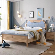 Walnut Children's Bed Nordic1Rice5Teenagers1.2Children's Wooden Wax Oil Single Storage Bedroom Solid Wood Bed
