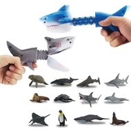 Hungry Shark Grabber Toys 2 Shark Grabbers with 12 Mini Sea Animals Figure Playset Claw Chomper Toy
