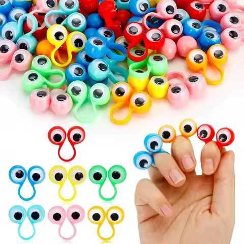 Funny Wiggle Eyeball Finger Puppet Plastic Rings Party Favor Toys for Kids Practical Jokes Games gif