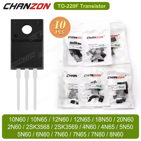 10PCS TO-220F N-Channel Mosfet 600V Transistor 20N60 6N60 7N65 4N60 10N60 2N60 8N60 12N60 18N50 7N60