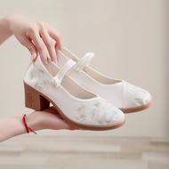 High-soled floral embroidered lace-up shoes GC020