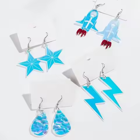 New Iridescent Star Lightning Acrylic Earrings for Women Laser Cut Geometric Drop Earring Statement 