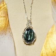 純手工純銀繞線綠龍晶吊墜 可調節長短