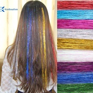 Kudosation 120 Strands Hair Tinsel Bling Silk Hair Flare Strands Glitter Rainbow Hair Decor Nice
