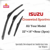 (Front+Rear 3pcs) ISUZU Crosswind Sportivo Wiper Blade Set for All Year Model CW SUV XUV Car Window 