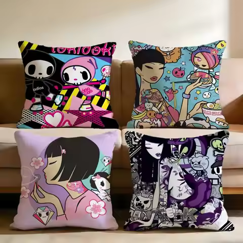 T-Tokidoki Cushion Cover Home & Car Multi-Scene Pillow Cover - Reversible, Soft & Durable for Daily 