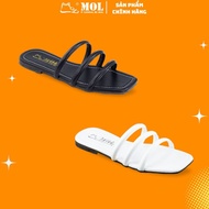 Women's sandals with super slim sole, 1.7cm high, 3 horizontal straps, MOL HM8 brand, hot trend (Sma