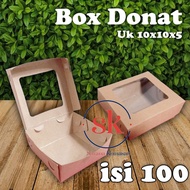 (ISI 100) Mica Donut Box 1pcs Kraft Chocolate Cake Box Folding Bread Box