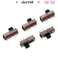 ELOK 5pcs Toggle Switch, 5mm Toggle 4 Position Micro Slide Switch, Miniature Vertical 10P 2P4T SS-24