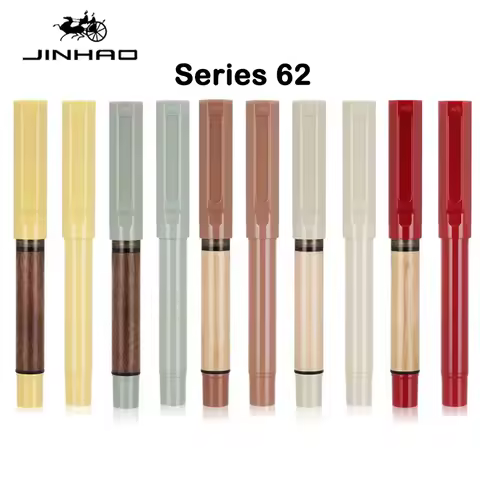 JINHAO 62 Wood Fountain Pen Colorful Student F EF Ink Pen High Quality Calligraphy Pen Stationery Sc