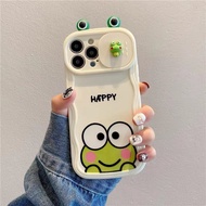 CrashStar Slide Camera Protection Cute Frog Silicone Soft Phone Case For iPhone 15 Pro Max 14 Pro Max 13 Pro Max 12 Pro Max 11 Shockproof Cream Border Phone Casing Cover With Full Cover Lens Camera Protection Hot Sale