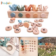 predolo Wooden Toys Montessori Toy Spindle Box Number Board Stacking Block Learning Toys Boy Girls S