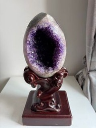 烏拉圭紫晶恐龍蛋連木座