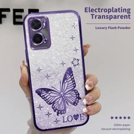 2 In 1 Shockproof Casing For OPPO A36 A76 A96 4G Phone Case Rhinestone Butterfly Case + Soft Ceramic
