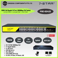 7-STAR* 350W Full Gigabit 24 Port 1000Mbps PoE Switch with 24 PoE Ports - 2 Uplink Port - 2 SFP Port