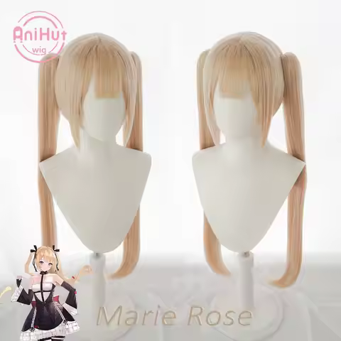 【Anihut】Marie Rose Cosplay Wig Game Azur Lane Dead Or Alive Women Heat Resistant Synthetic Blonde Wi