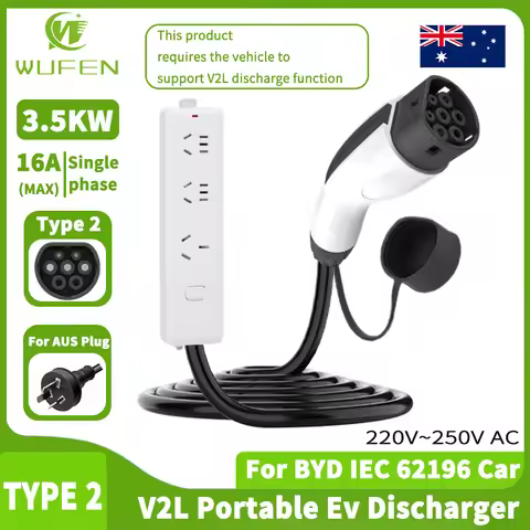 WUFEN AUS Exclusive Electric Car Type2 Discharger V2L Adapter Cable 16A 3.5kw 220v V2H EV Discharger