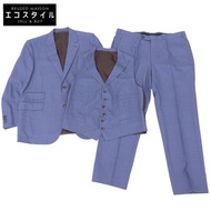 Pre-owned Ermenegildo Zegna TROFEO wool and silk check three-piece suit, men's, blue, sizes 54, 56, 