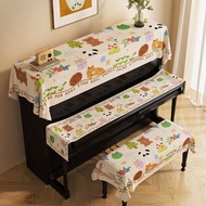 Cute Cartoon Piano Cover Cover Cloth Half Cover Piano Top Anti-dust Cover Towel Electronic Piano Cover Gray Cloth Piano Three-Piece Cover Towel