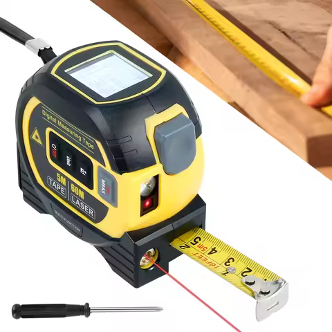 Laser Tape Measure Meter Building Measurement Device 3in1 Laser Rangefinder 5M Tape 60M Laser Measur