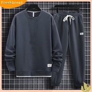 FRA  Men Athleisure Suit Athleisure Set Men's Sportswear Set 2pcs Long Sleeve Pullover Elastic Waist