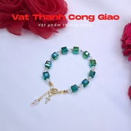 [Meaningful gift] Green square Swarovski phale rosary bracelet for women - Meaningful bracelet