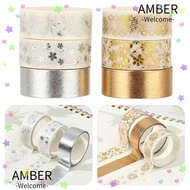 AMBER 6Rolls/Set Washi Tape Adhesive Gold Foil Bronzing Decorative Sticker