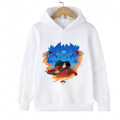 Naruto Kids Hoodie Uchiha Madara Kurama Anime Print Children's Casual Sweatshirt Long Sleeve Pullove