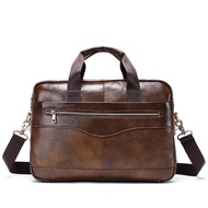 bag Leather laptop bag in high quality cowhide T36 38x27.5x7cm (Dark brown - Light brown - Black) D.