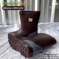 รองเท้าบูท Prado Gang ครึ่งแข้ง สูง 10 นิ้ว โทนสีเข้ม บู้ท ไซส์ 9.5-11.5 รองเท้าบูทแม่ค้า (พร้อมส่ง 