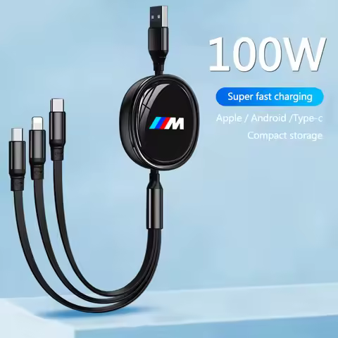 3-in-1 Car Interface Charger Data Cable Safe Fast Charging For BMW M Emblem E46 E36 E34 F10 E90 F30 