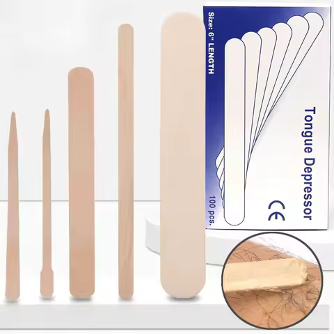50/100PCS Disposable Hair Removal Sticks Tongue Depressor Wooden Tattoo Waxing Stick Individual Pape