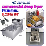 6L Commercial Deep Fryer 304 Stainless Steel Electric Deep Fryer Electric Single Deep Fryer 2500W Te