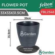 Felton Flower Pot FBL2548 – 33x33x31.5cm (Tall Round, Ribbed Design, Durable Plastic)